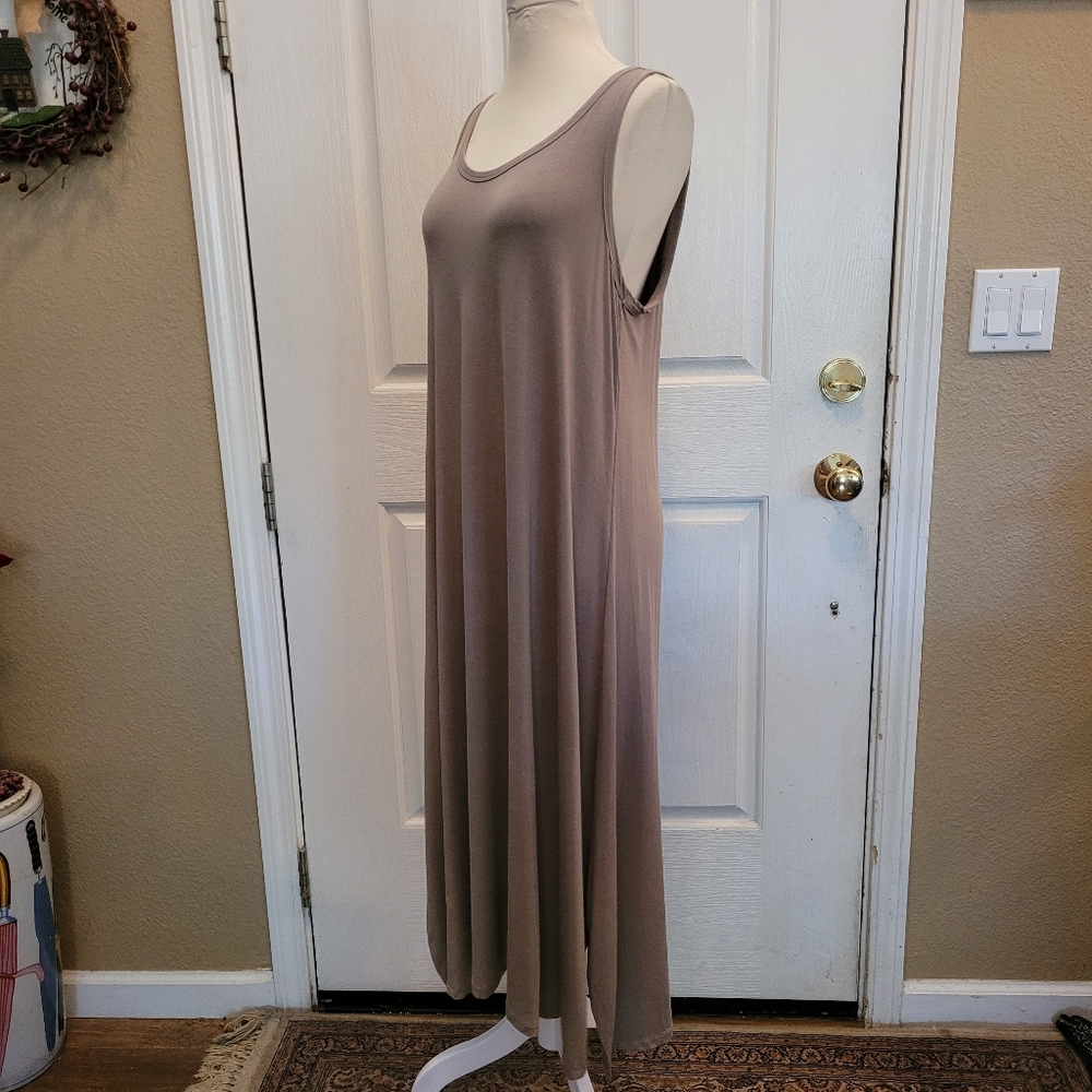 LOGO Lori Goldstein Maxi Dress Solid Gray Grey Size M Medium